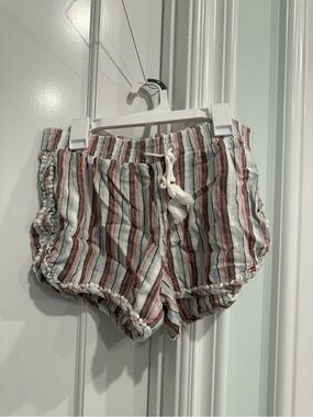 Aeropostale Striped White linen Shorts with Red & Blue Accents